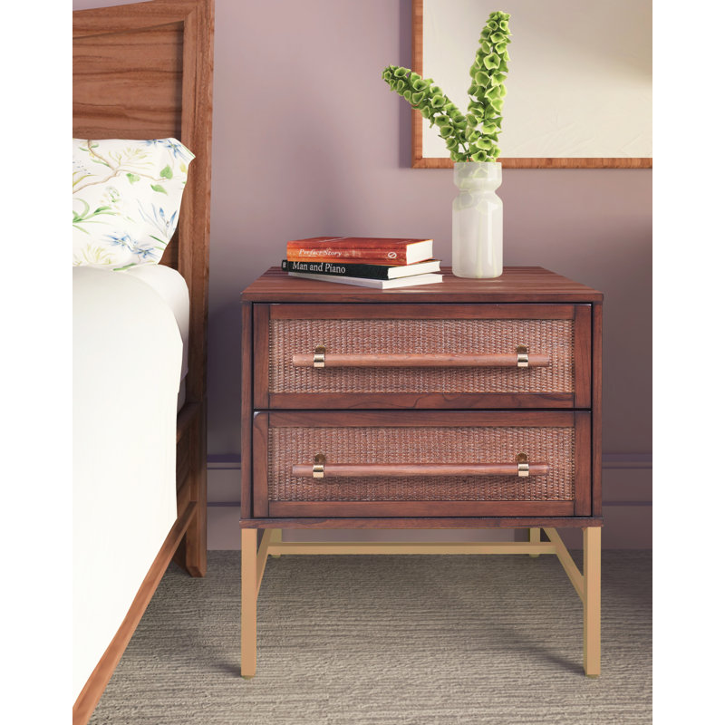 Hopper Studio Sophia 2 Drawer Rattan Nightstand & Reviews Wayfair Canada